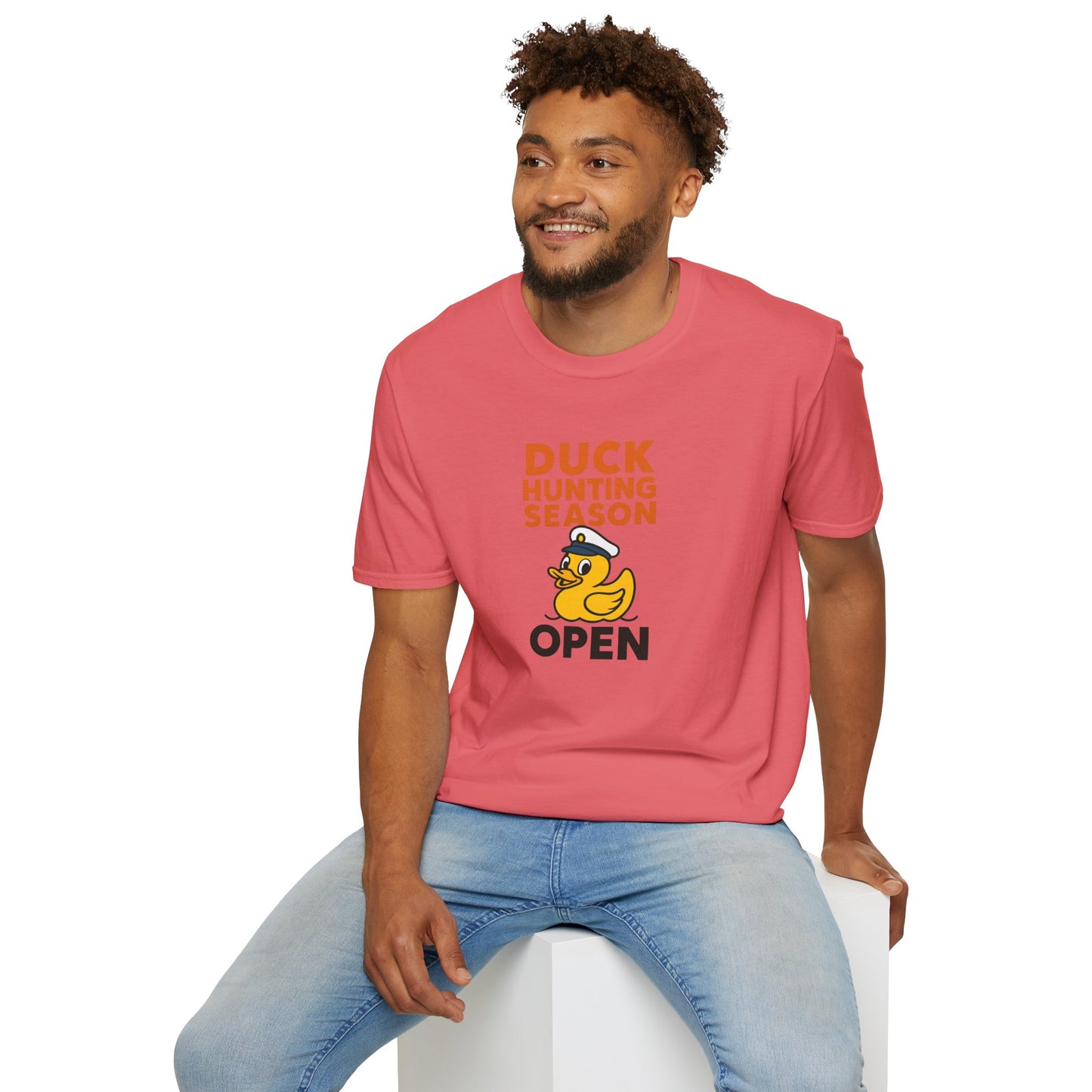 Duck Hunting Season Open – Retro Rubber Duck Captain Adults Unisex Cruise T-Shirt