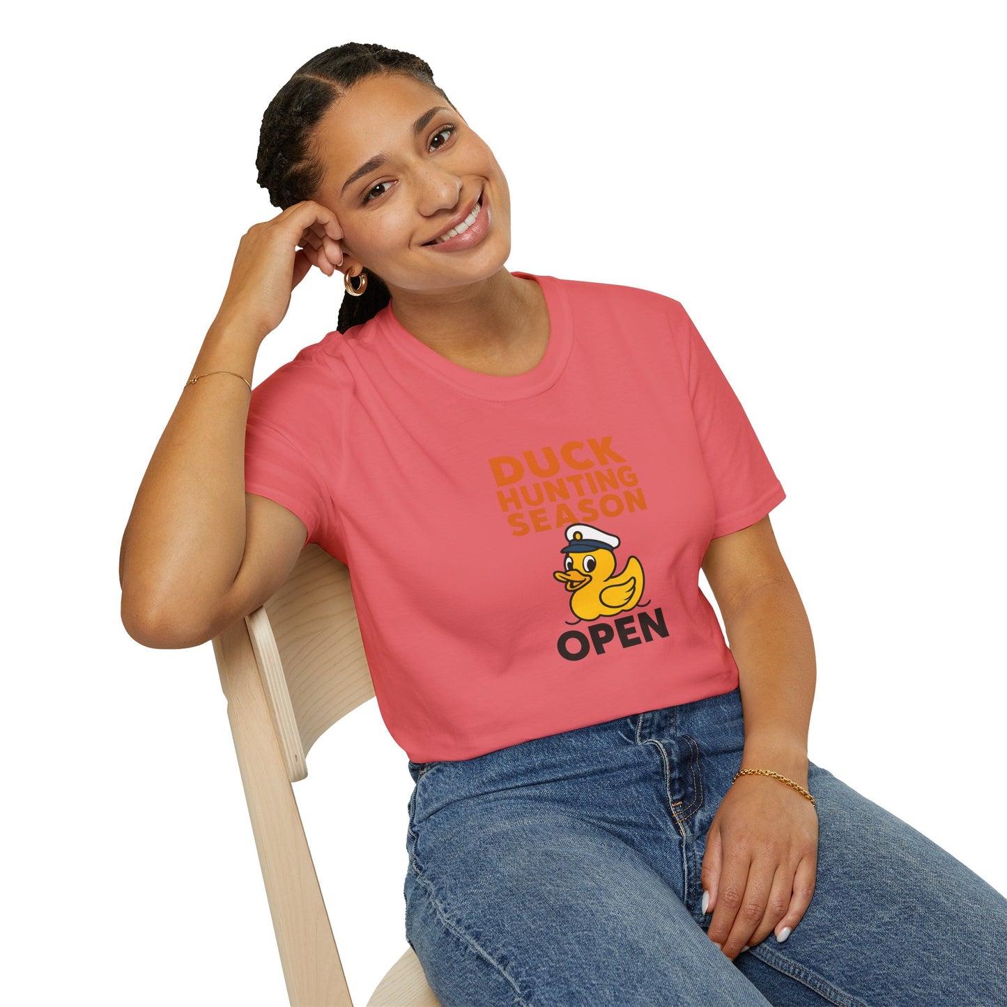 Duck Hunting Season Open – Retro Rubber Duck Captain Adults Unisex Cruise T-Shirt