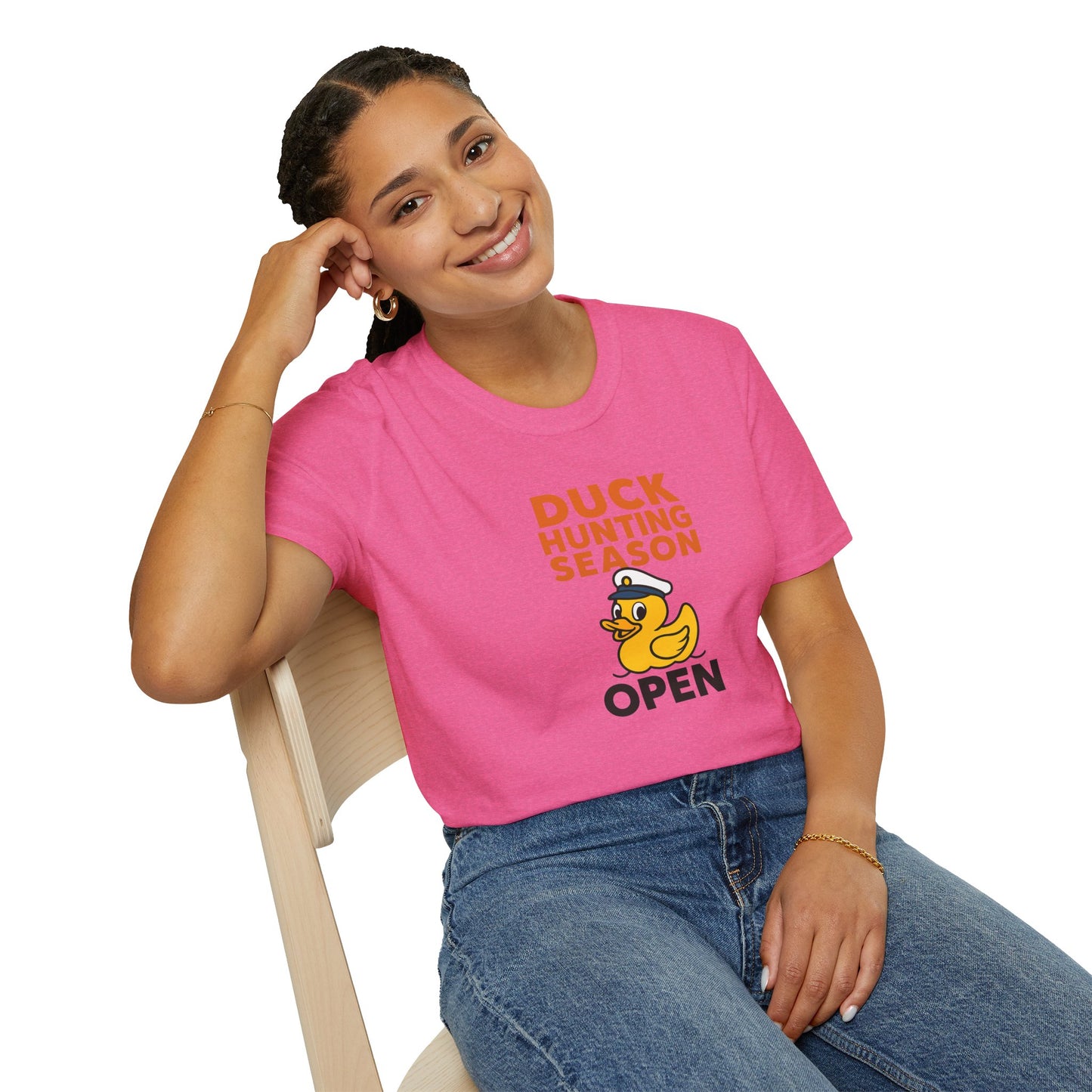 Duck Hunting Season Open – Retro Rubber Duck Captain Adults Unisex Cruise T-Shirt