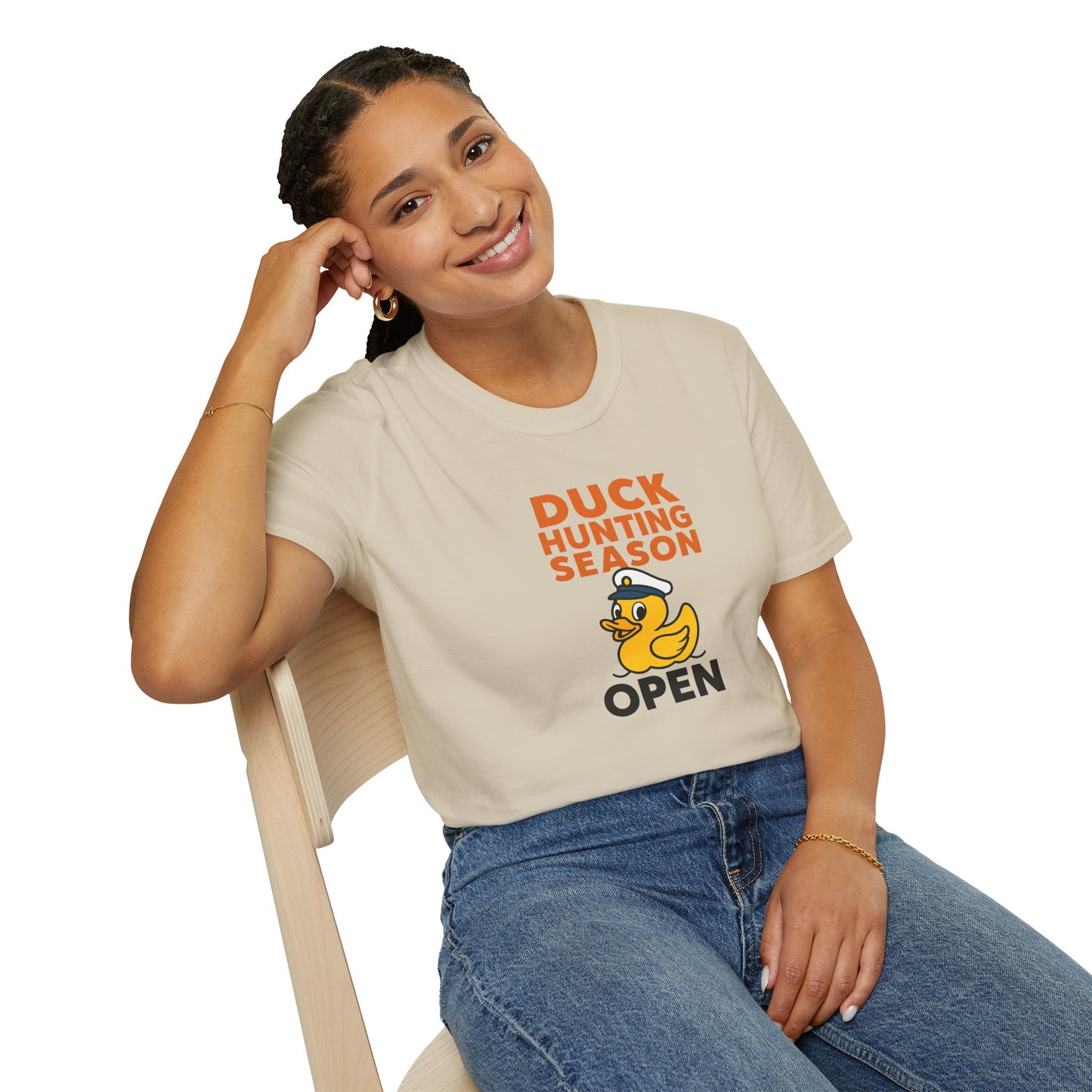 Duck Hunting Season Open – Retro Rubber Duck Captain Adults Unisex Cruise T-Shirt