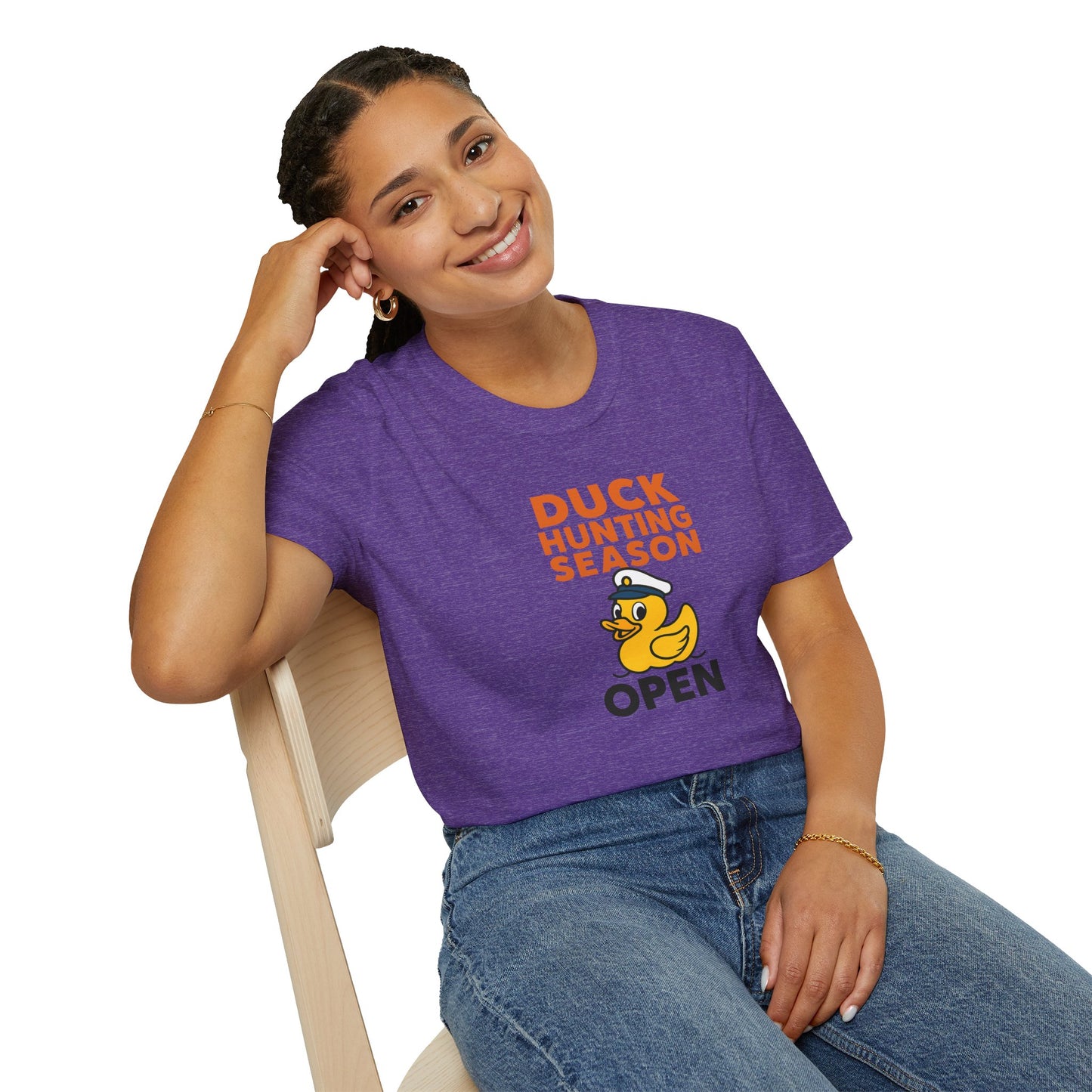Duck Hunting Season Open – Retro Rubber Duck Captain Adults Unisex Cruise T-Shirt