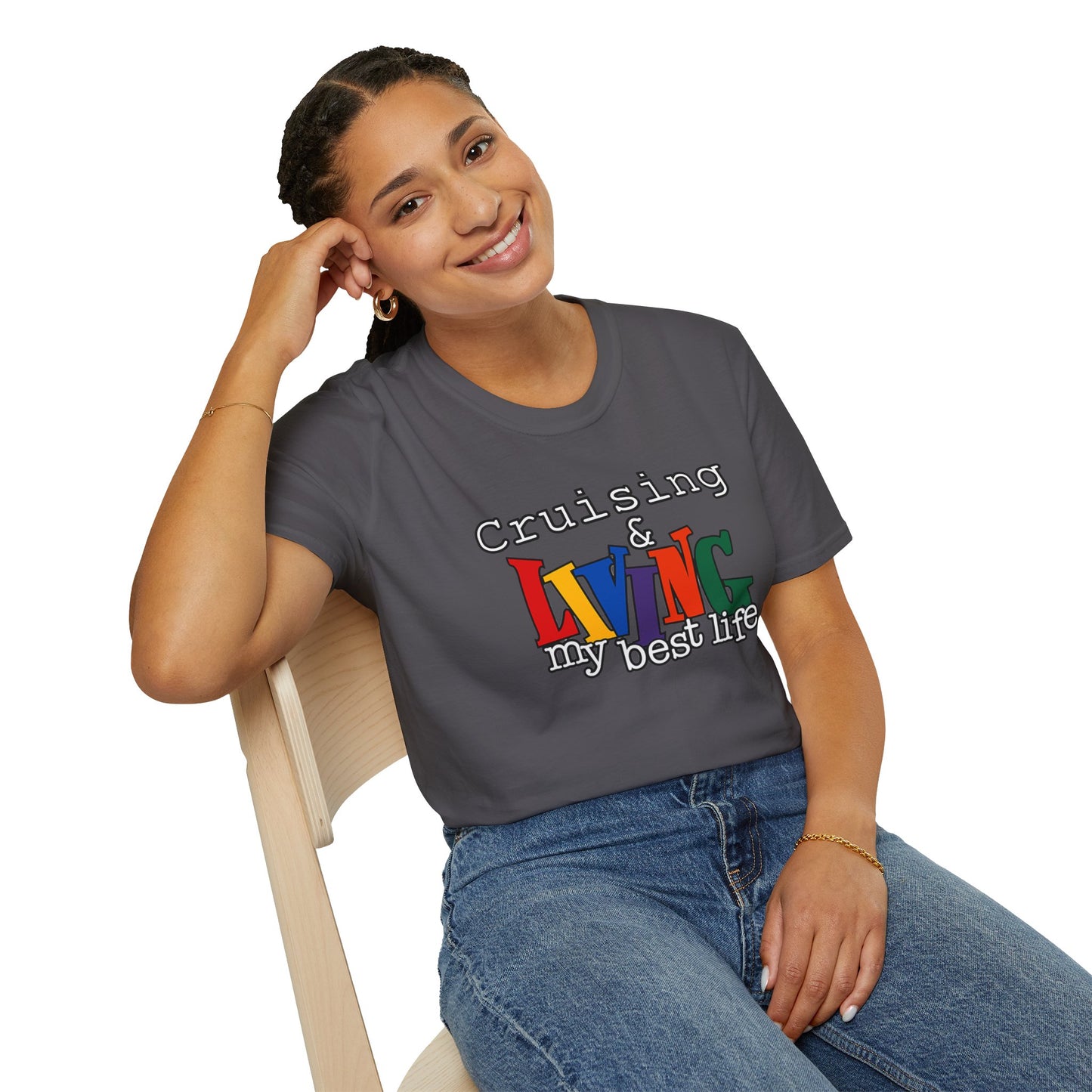 Cruising and Living My Best Life T-Shirt | Fun Cruise Vacation Tee for Women & Men