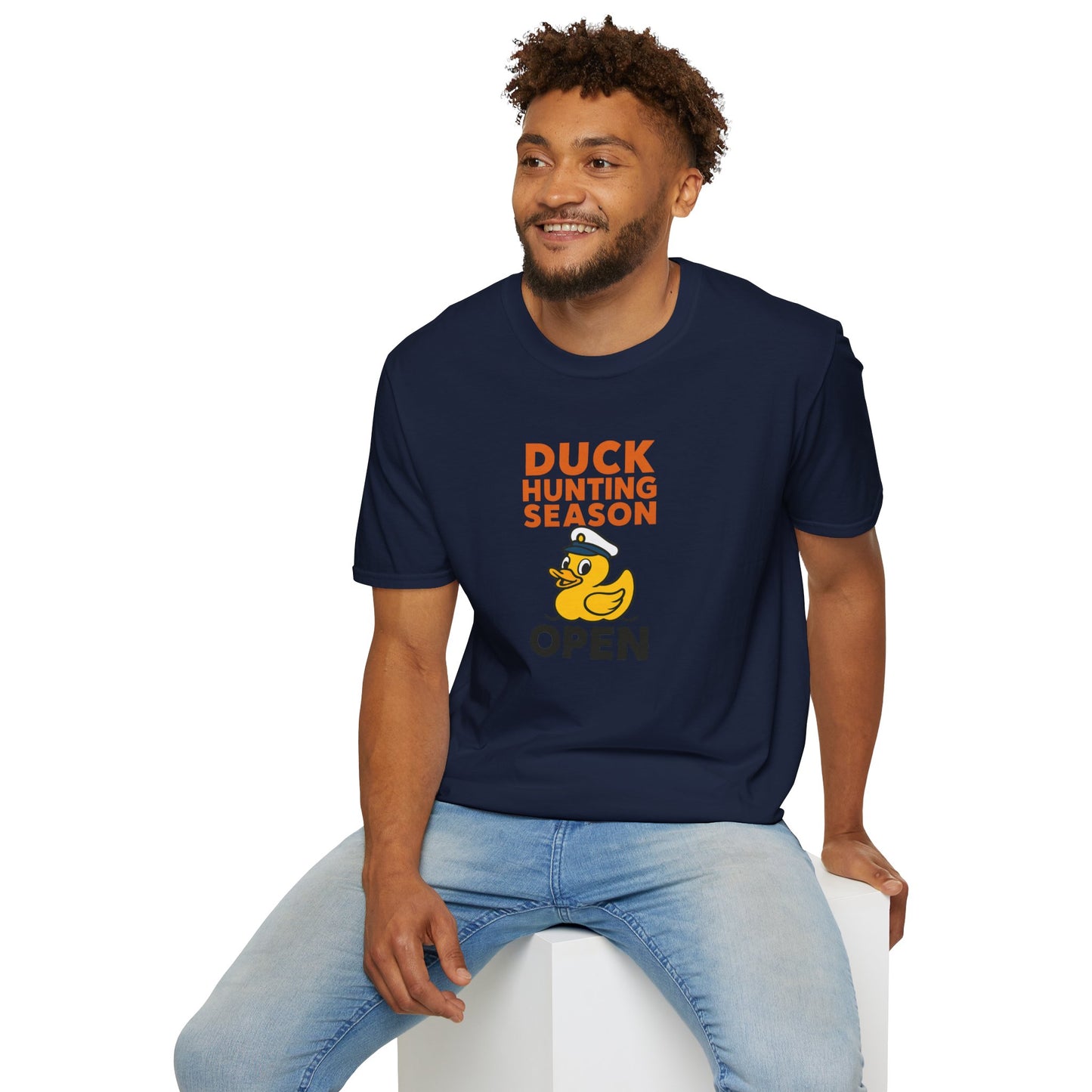 Duck Hunting Season Open – Retro Rubber Duck Captain Adults Unisex Cruise T-Shirt