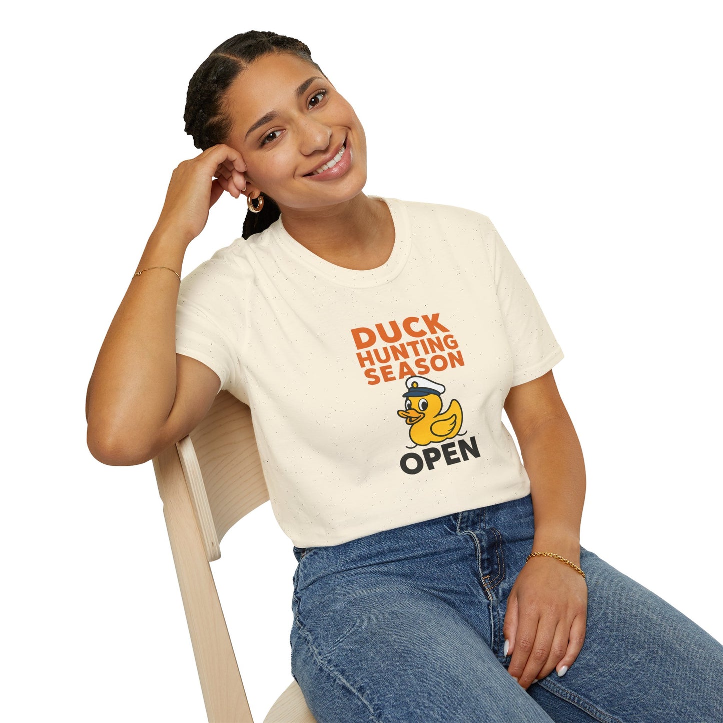 Duck Hunting Season Open – Retro Rubber Duck Captain Adults Unisex Cruise T-Shirt