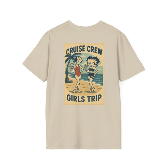 Cruise Crew – Girls Trip Beach Vintage Cartoon T-Shirt (Public Domain Betty Boop & Olive Oyl)