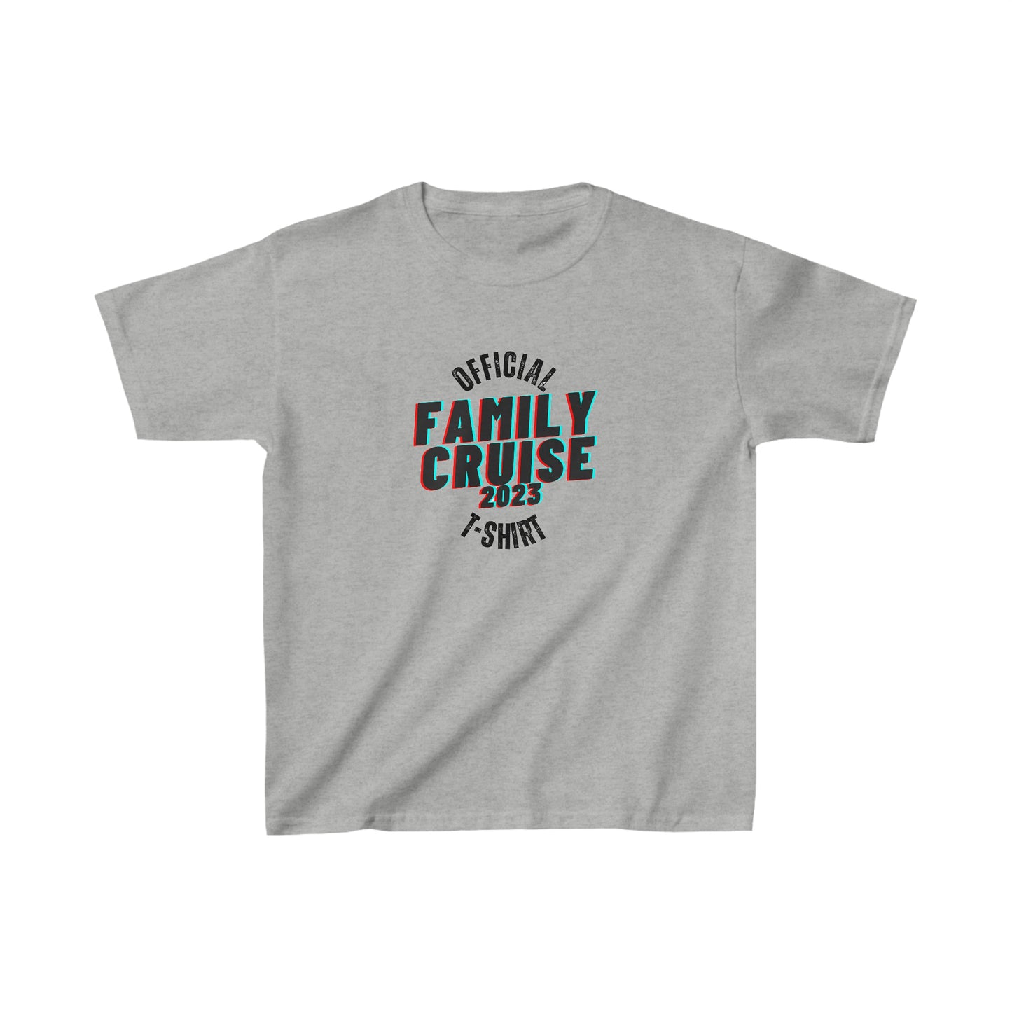 "Official Family Cruise T-Shirt 2023" (1980s Style) Kids Heavy Cotton Tee