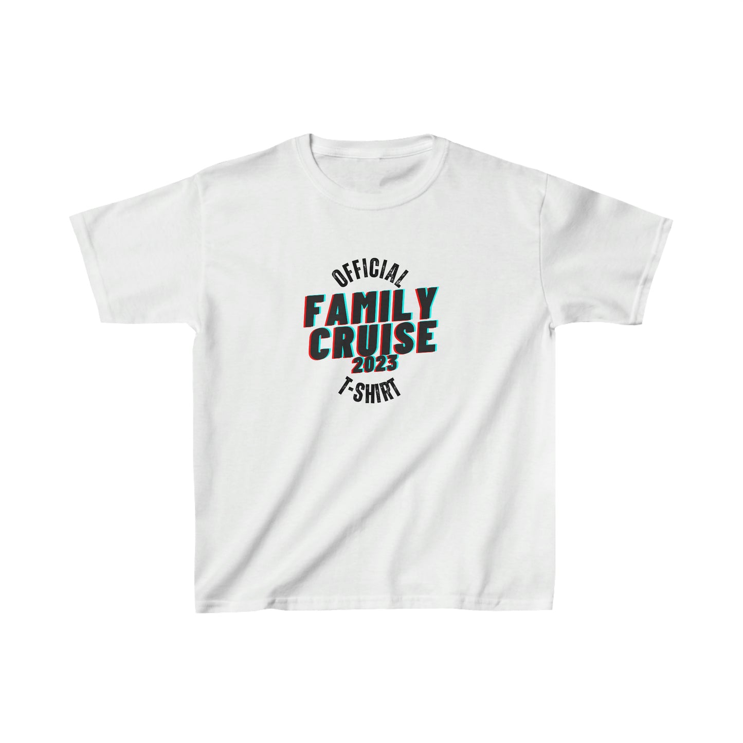 "Official Family Cruise T-Shirt 2023" (1980s Style) Kids Heavy Cotton Tee