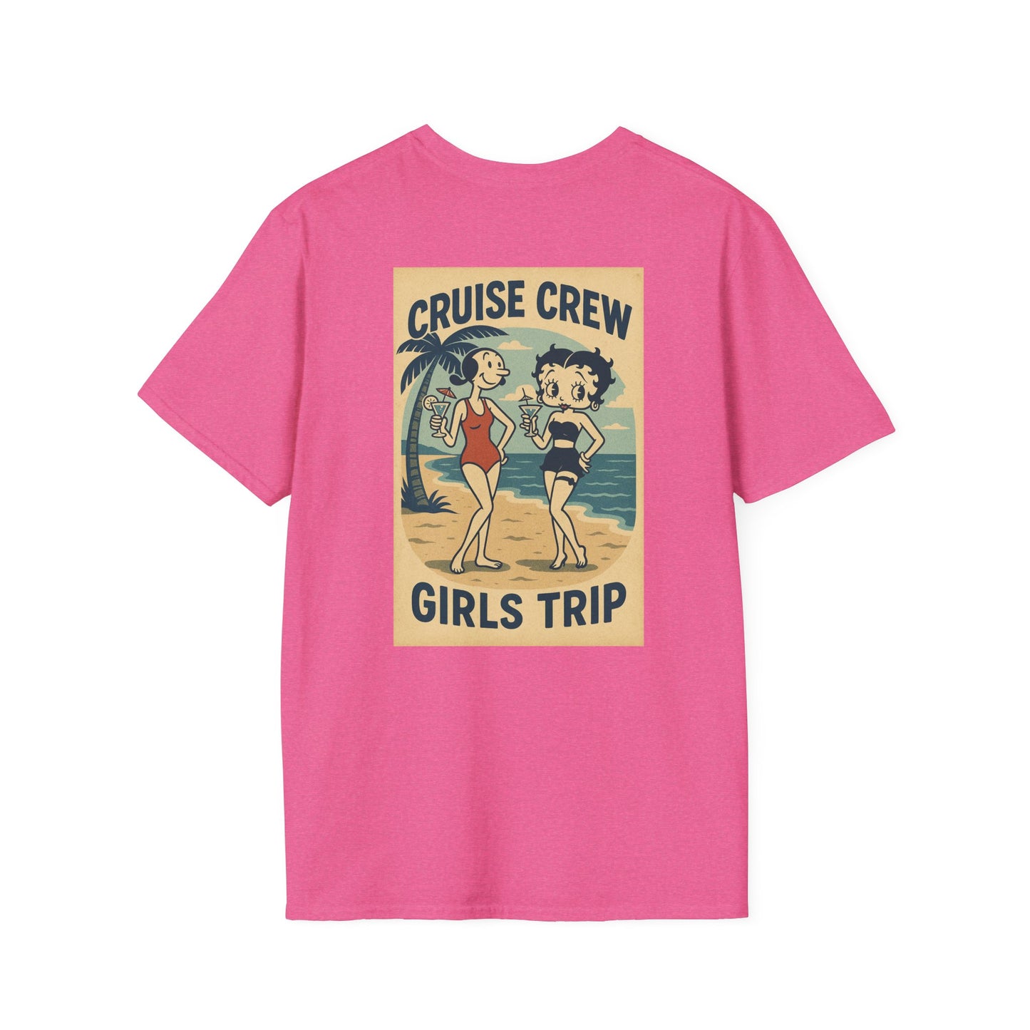 Cruise Crew – Girls Trip Beach Vintage Cartoon T-Shirt (Public Domain Betty Boop & Olive Oyl)