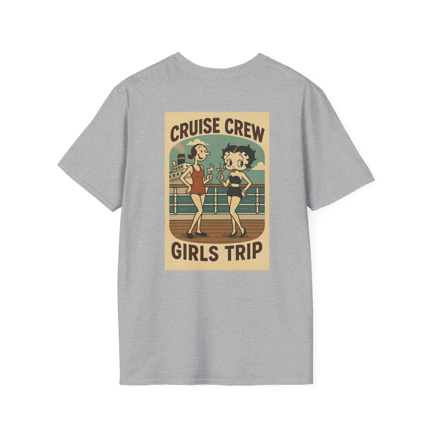 Cruise Crew – Girls Trip Ship Deck Vintage Cartoon T-Shirt (Public Domain Betty Boop & Olive Oyl)