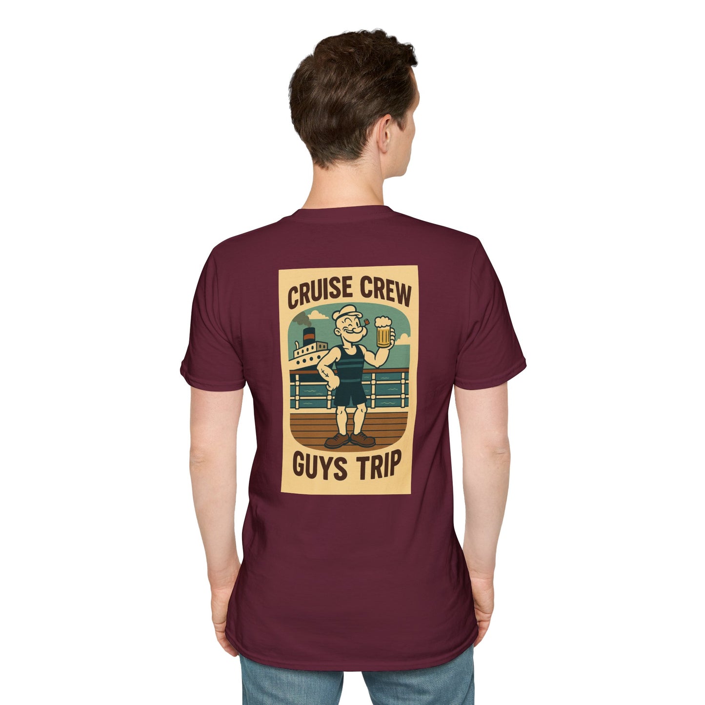 Cruise Crew – Guys Trip Ship Deck Vintage Cartoon T-Shirt (Public Domain Popeye)