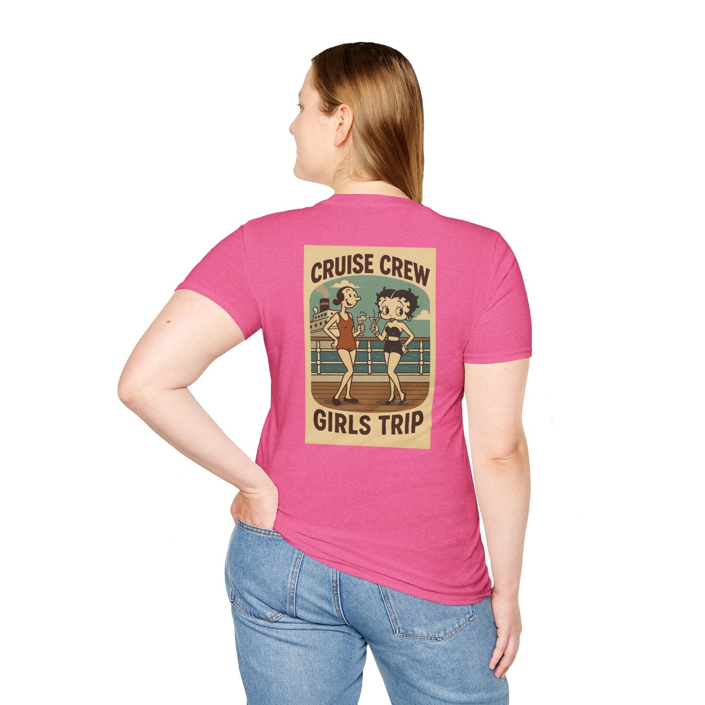Cruise Crew – Girls Trip Ship Deck Vintage Cartoon T-Shirt (Public Domain Betty Boop & Olive Oyl)