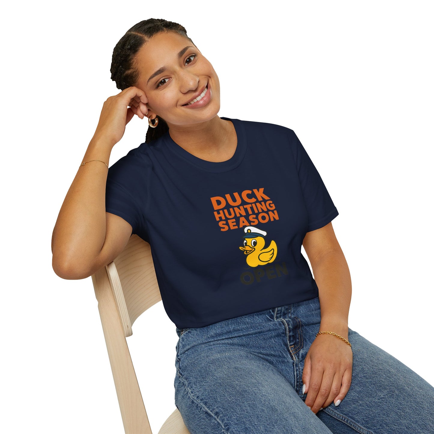 Duck Hunting Season Open – Retro Rubber Duck Captain Adults Unisex Cruise T-Shirt