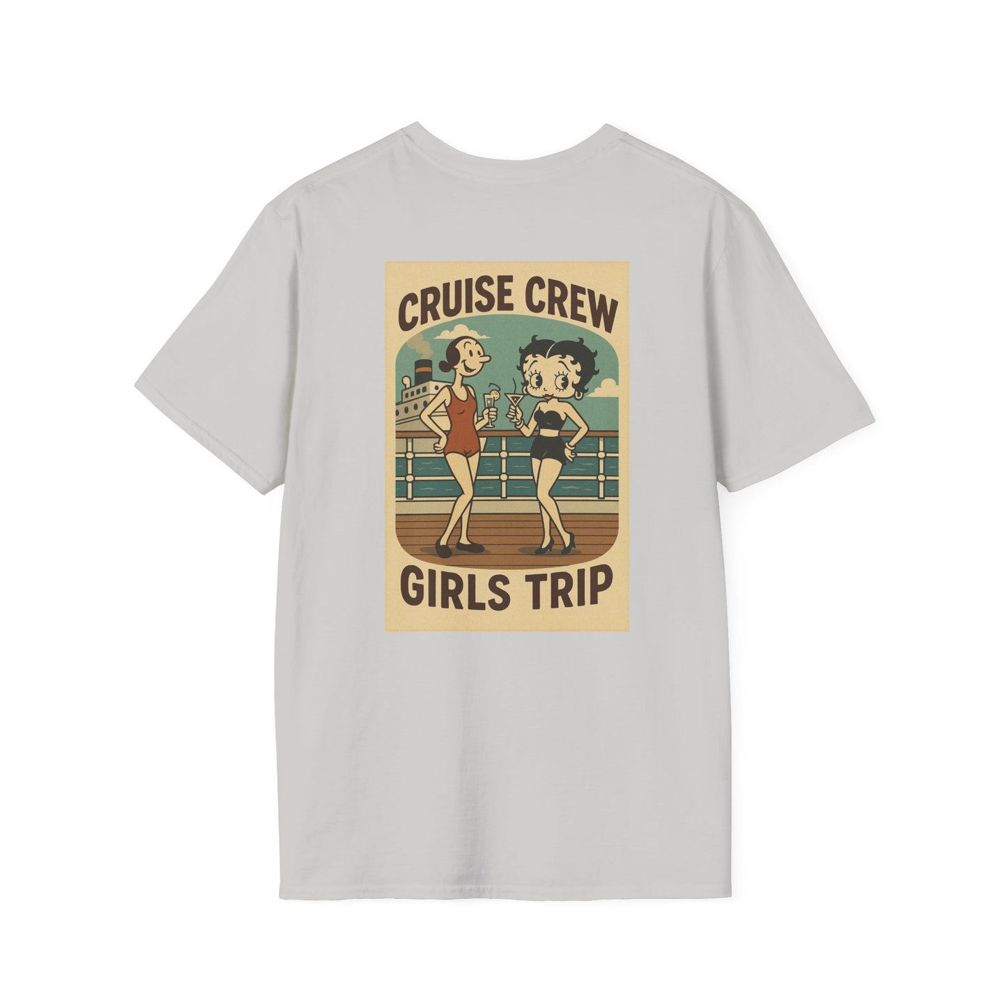 Cruise Crew – Girls Trip Ship Deck Vintage Cartoon T-Shirt (Public Domain Betty Boop & Olive Oyl)