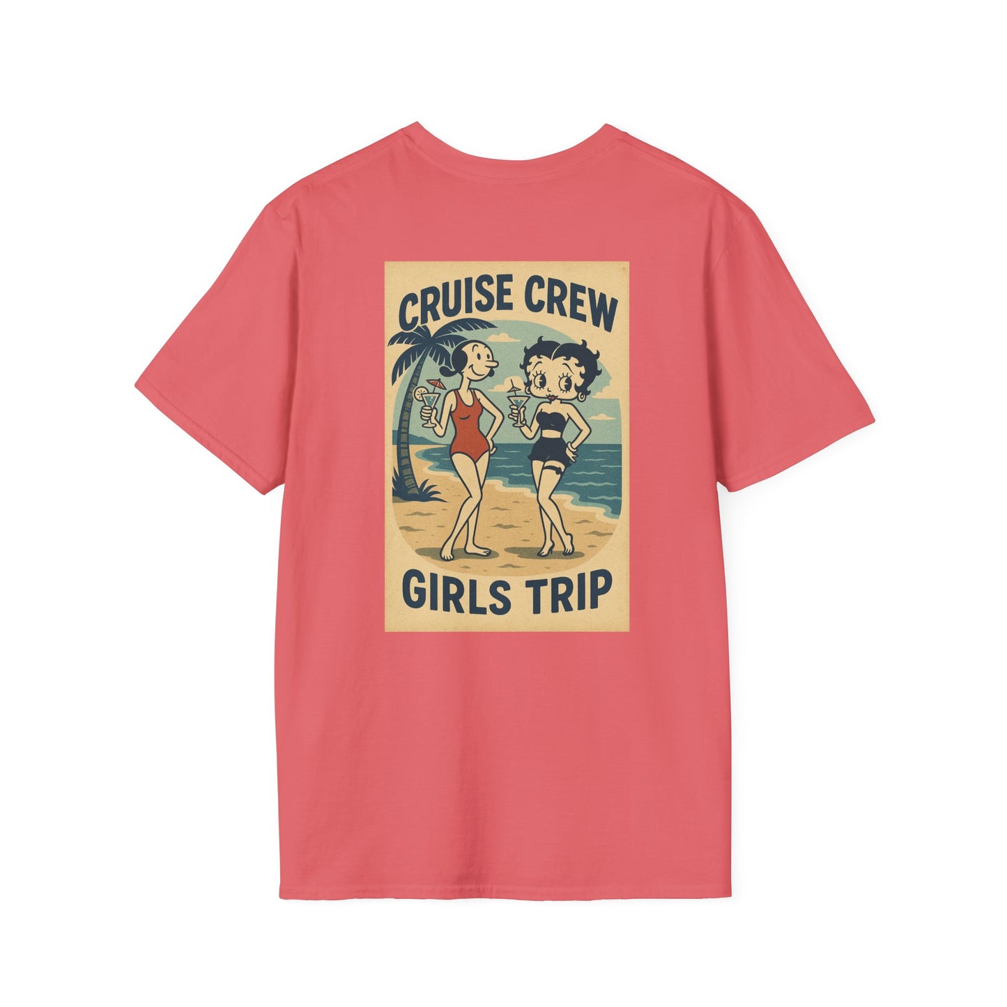 Cruise Crew – Girls Trip Beach Vintage Cartoon T-Shirt (Public Domain Betty Boop & Olive Oyl)