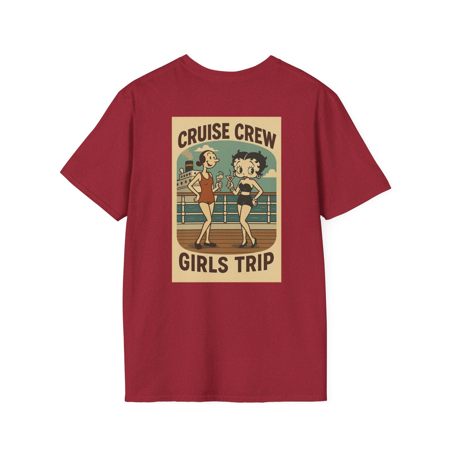Cruise Crew – Girls Trip Ship Deck Vintage Cartoon T-Shirt (Public Domain Betty Boop & Olive Oyl)