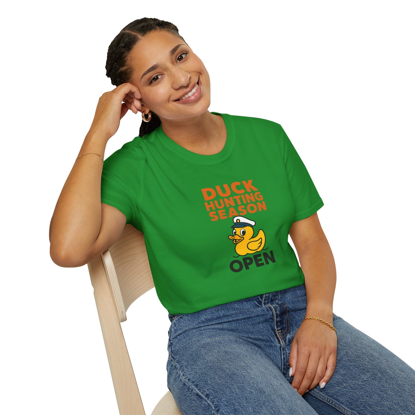 Duck Hunting Season Open – Retro Rubber Duck Captain Adults Unisex Cruise T-Shirt
