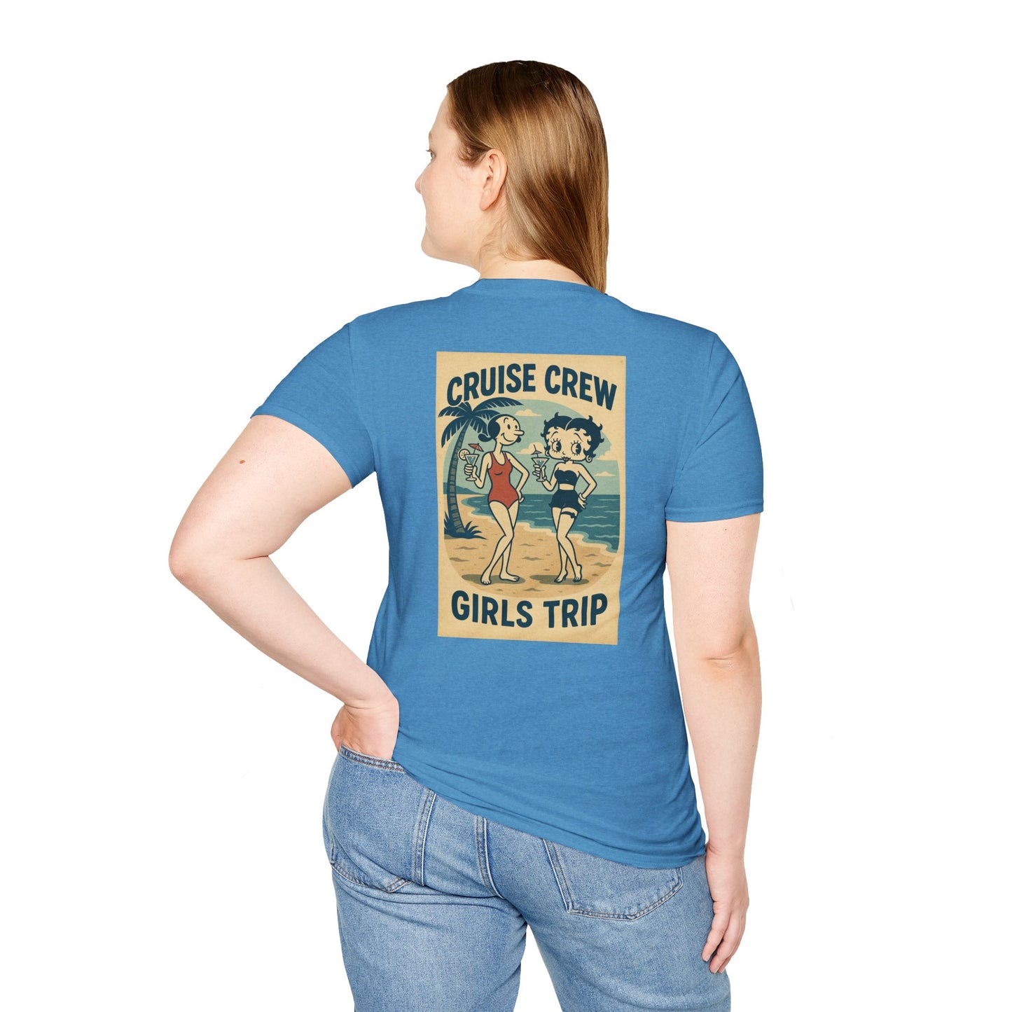 Cruise Crew – Girls Trip Beach Vintage Cartoon T-Shirt (Public Domain Betty Boop & Olive Oyl)