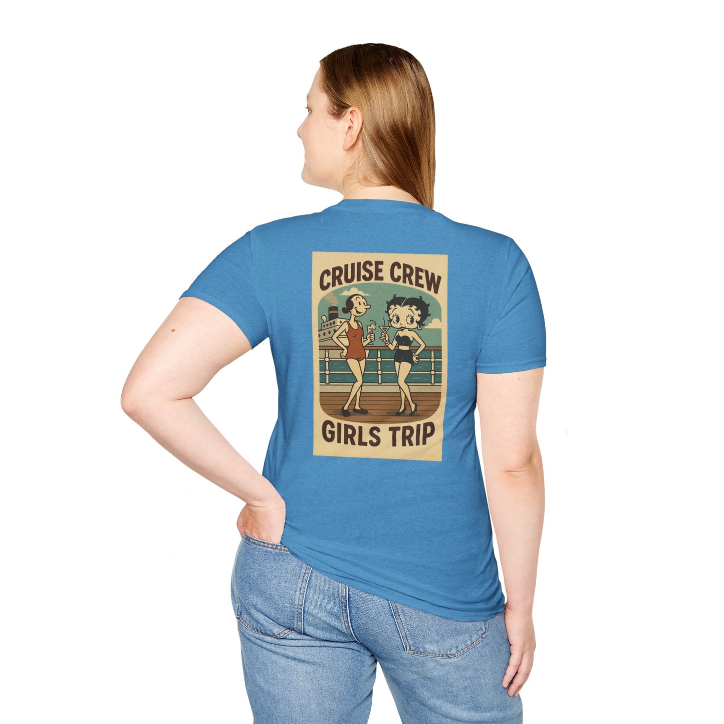 Cruise Crew – Girls Trip Ship Deck Vintage Cartoon T-Shirt (Public Domain Betty Boop & Olive Oyl)
