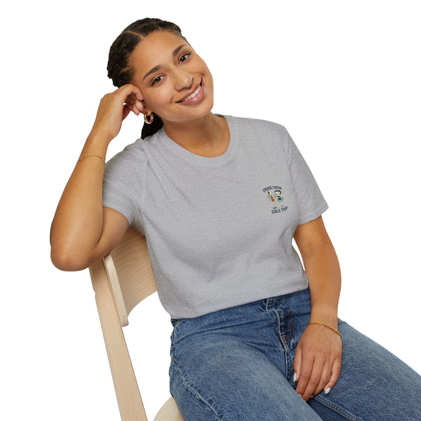 Cruise Crew – Girls Trip Beach Vintage Cartoon T-Shirt (Public Domain Betty Boop & Olive Oyl)