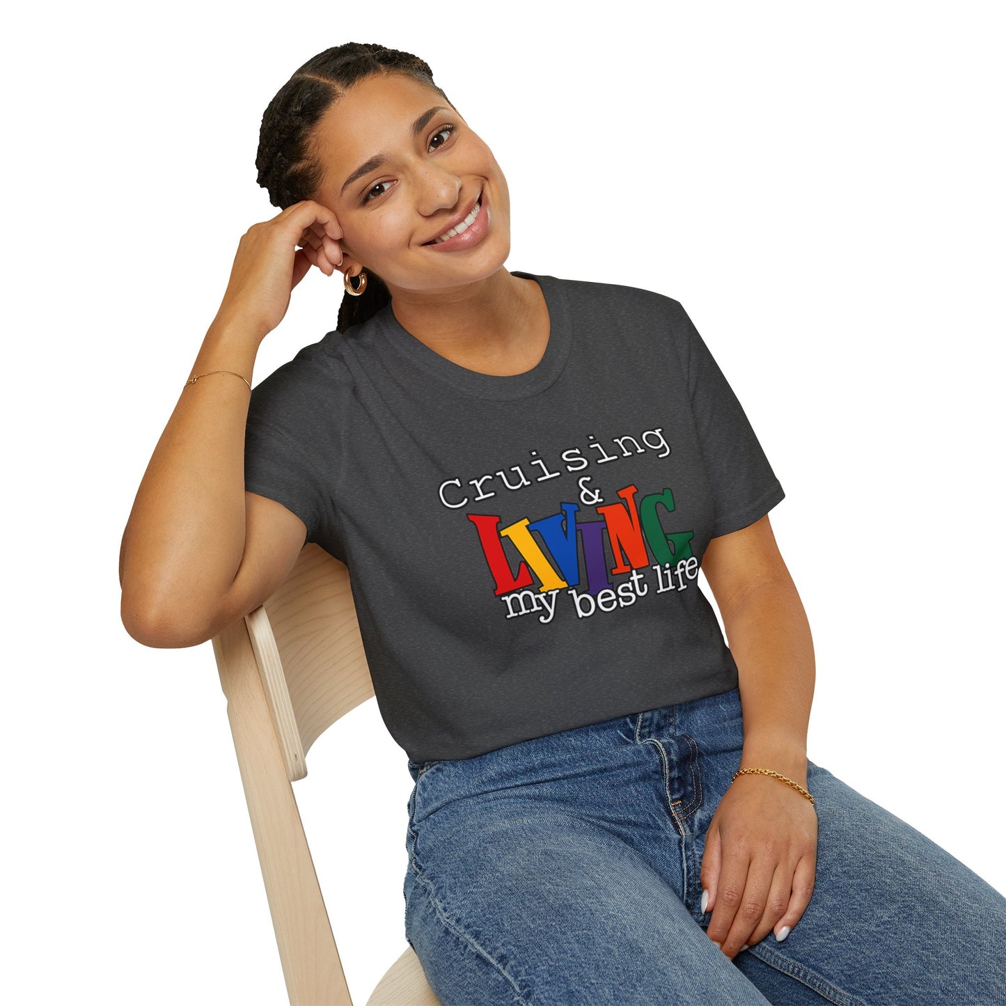 Cruising and Living My Best Life T-Shirt | Fun Cruise Vacation Tee for Women & Men