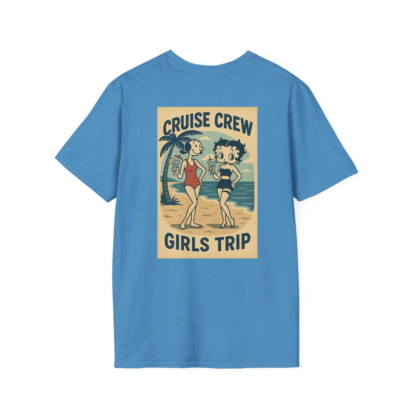Cruise Crew – Girls Trip Beach Vintage Cartoon T-Shirt (Public Domain Betty Boop & Olive Oyl)
