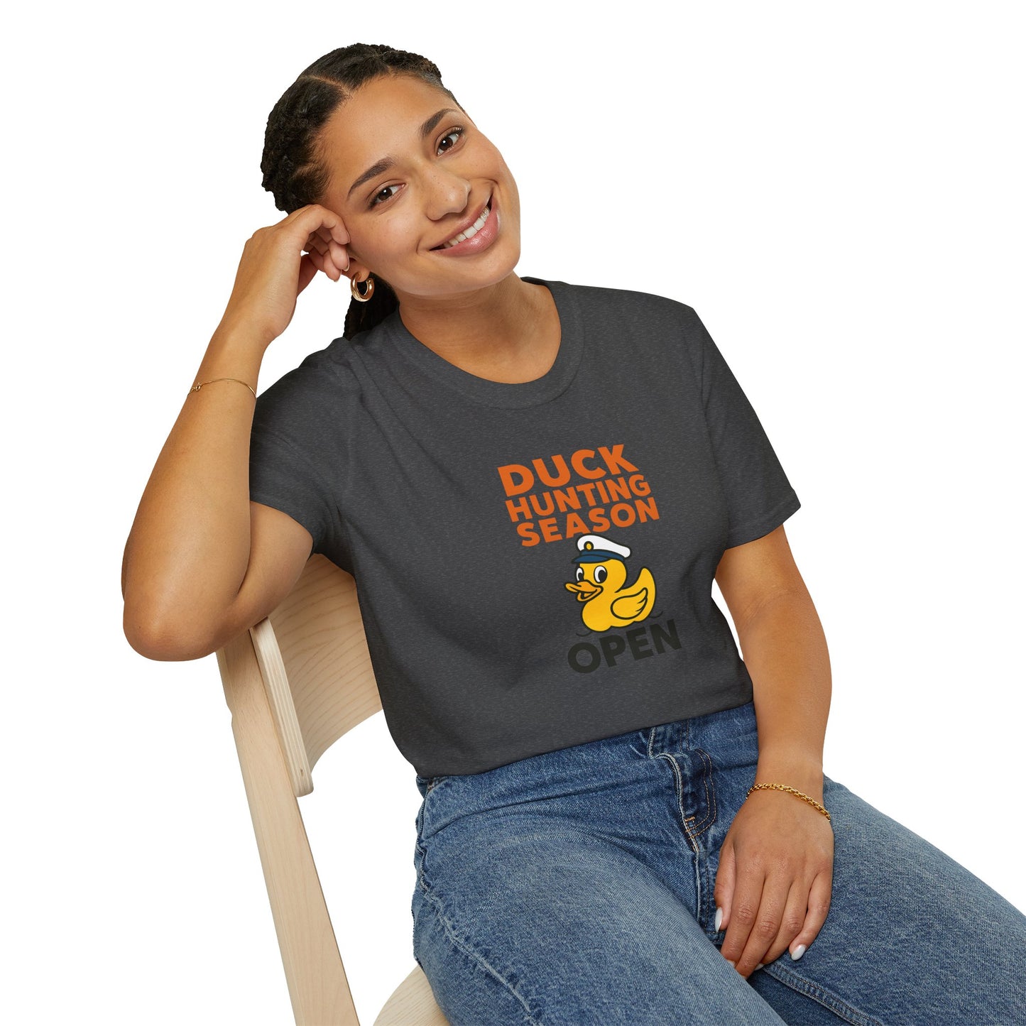 Duck Hunting Season Open – Retro Rubber Duck Captain Adults Unisex Cruise T-Shirt