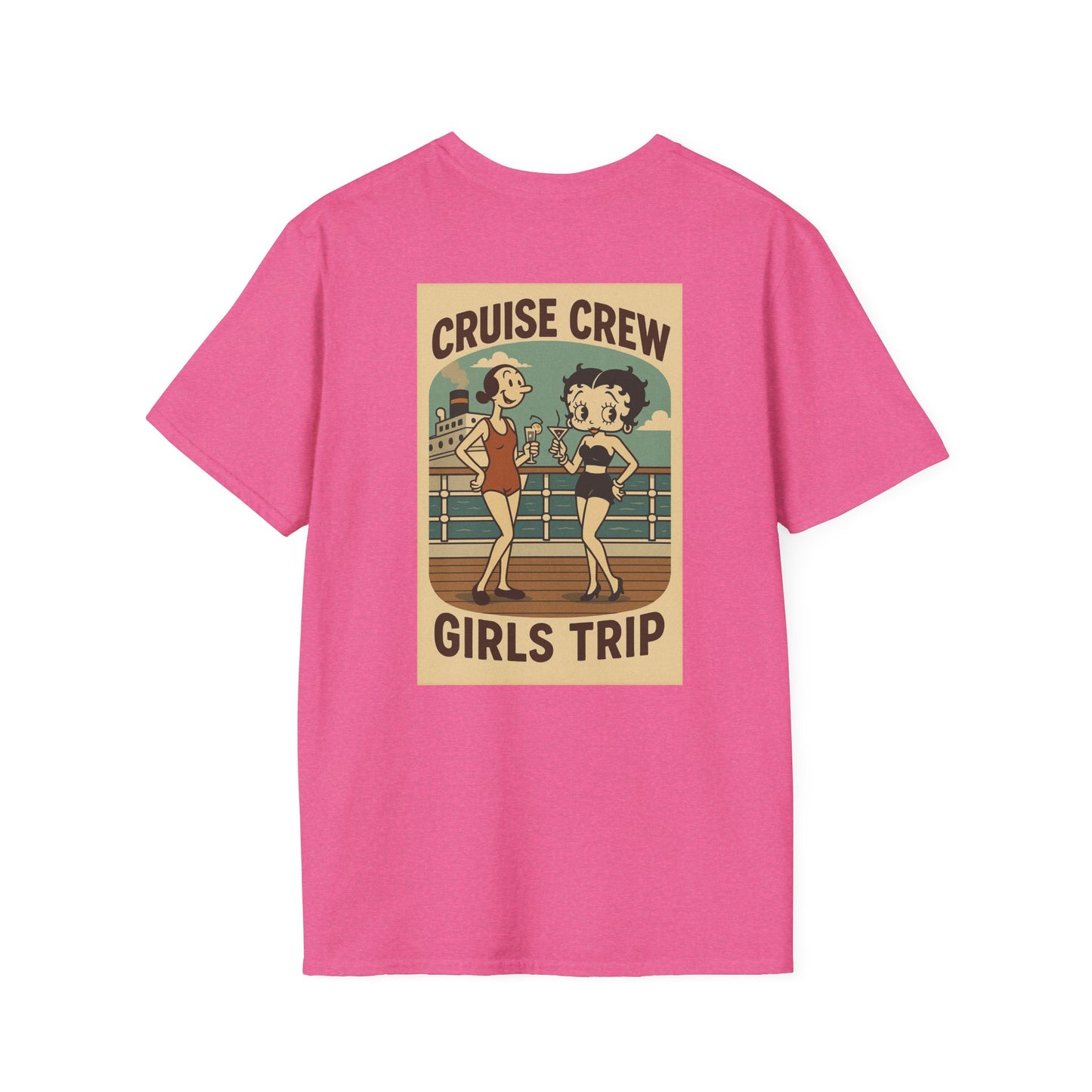 Cruise Crew – Girls Trip Ship Deck Vintage Cartoon T-Shirt (Public Domain Betty Boop & Olive Oyl)