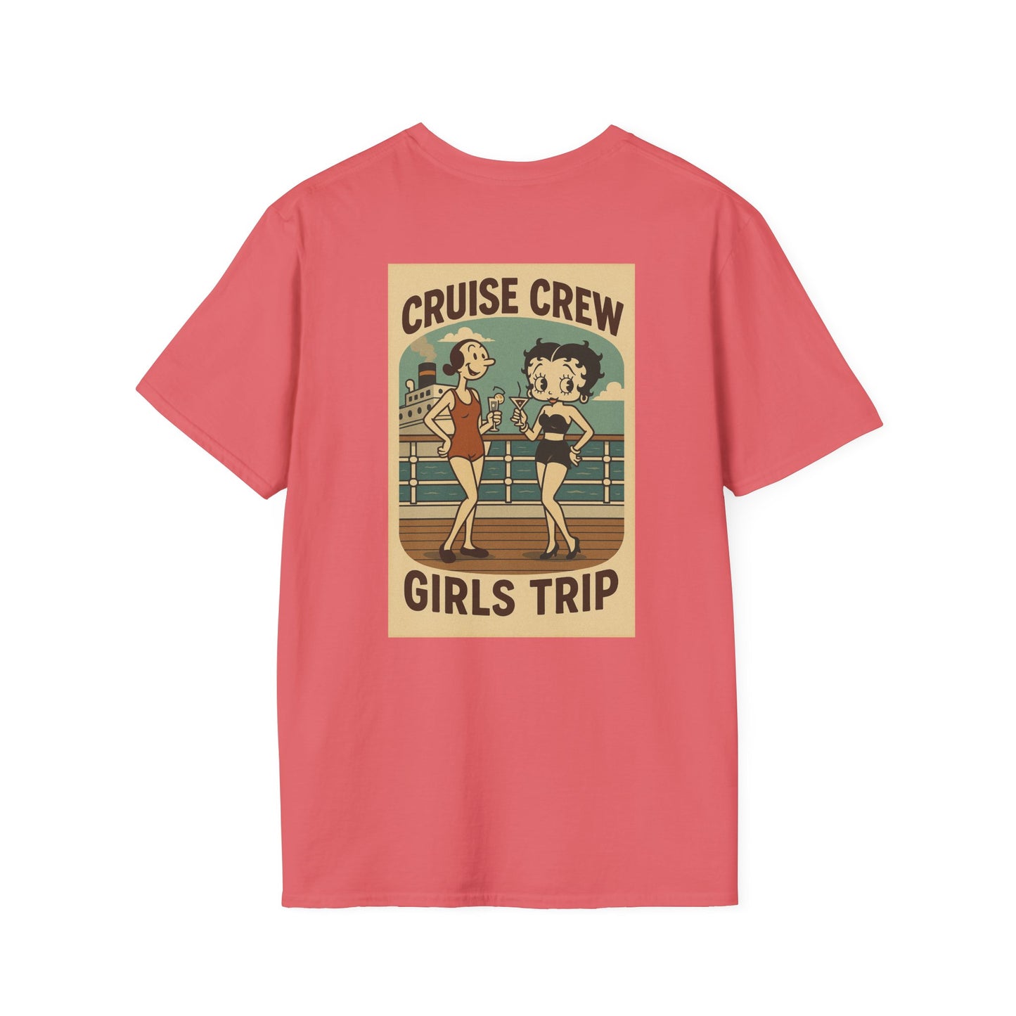 Cruise Crew – Girls Trip Ship Deck Vintage Cartoon T-Shirt (Public Domain Betty Boop & Olive Oyl)