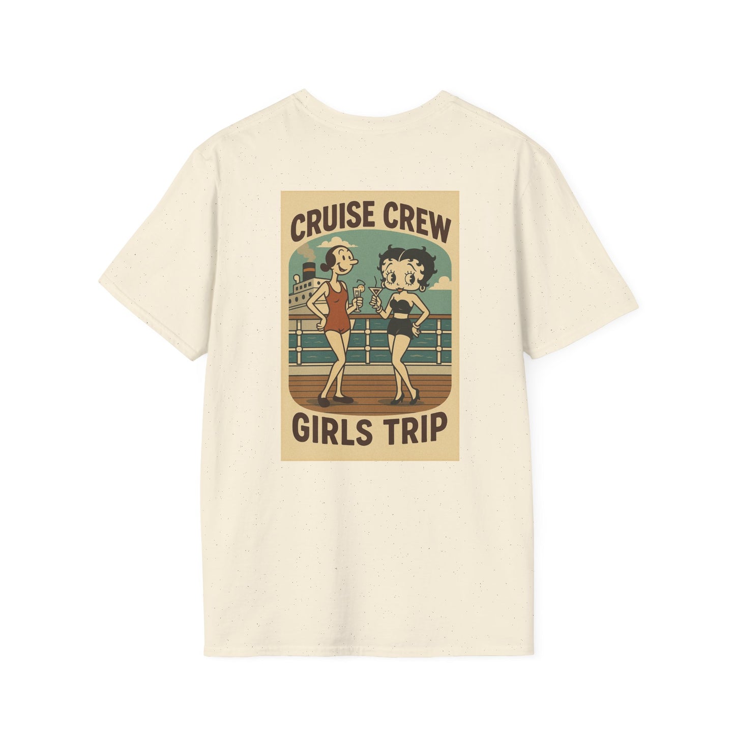 Cruise Crew – Girls Trip Ship Deck Vintage Cartoon T-Shirt (Public Domain Betty Boop & Olive Oyl)