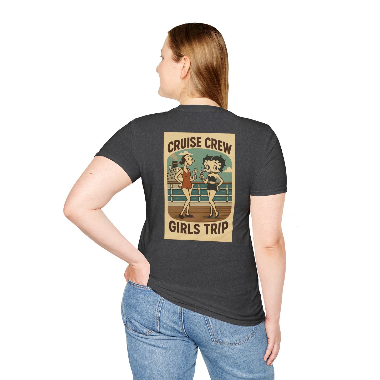 Cruise Crew – Girls Trip Ship Deck Vintage Cartoon T-Shirt (Public Domain Betty Boop & Olive Oyl)