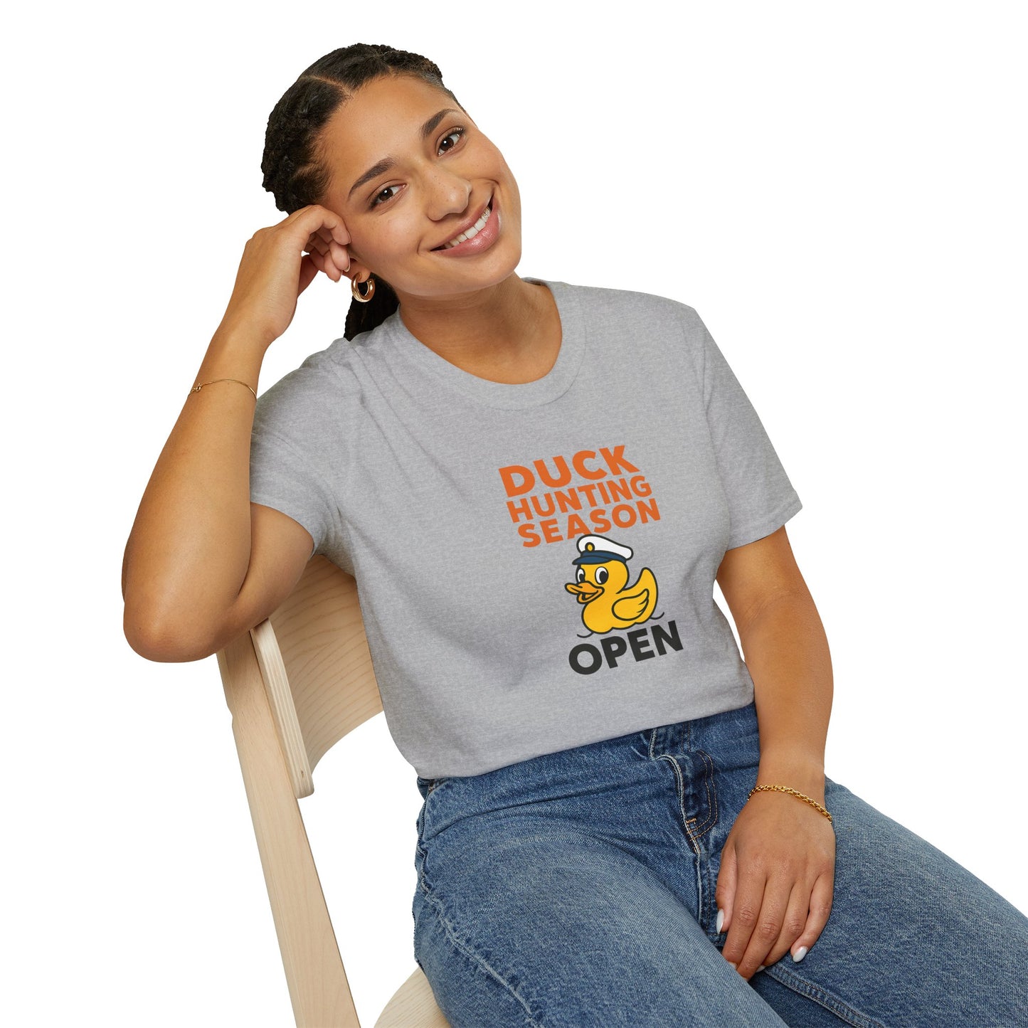 Duck Hunting Season Open – Retro Rubber Duck Captain Adults Unisex Cruise T-Shirt