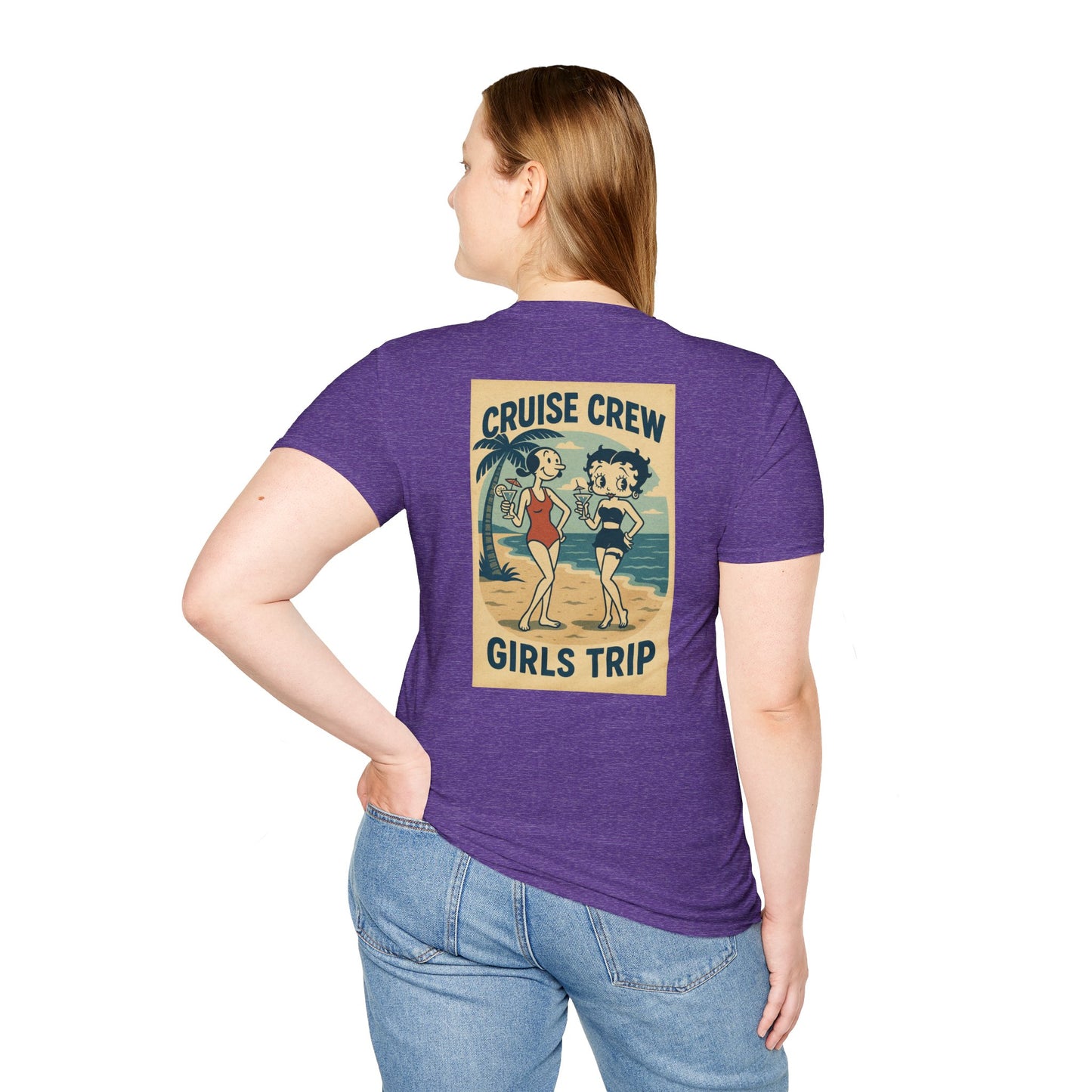 Cruise Crew – Girls Trip Beach Vintage Cartoon T-Shirt (Public Domain Betty Boop & Olive Oyl)