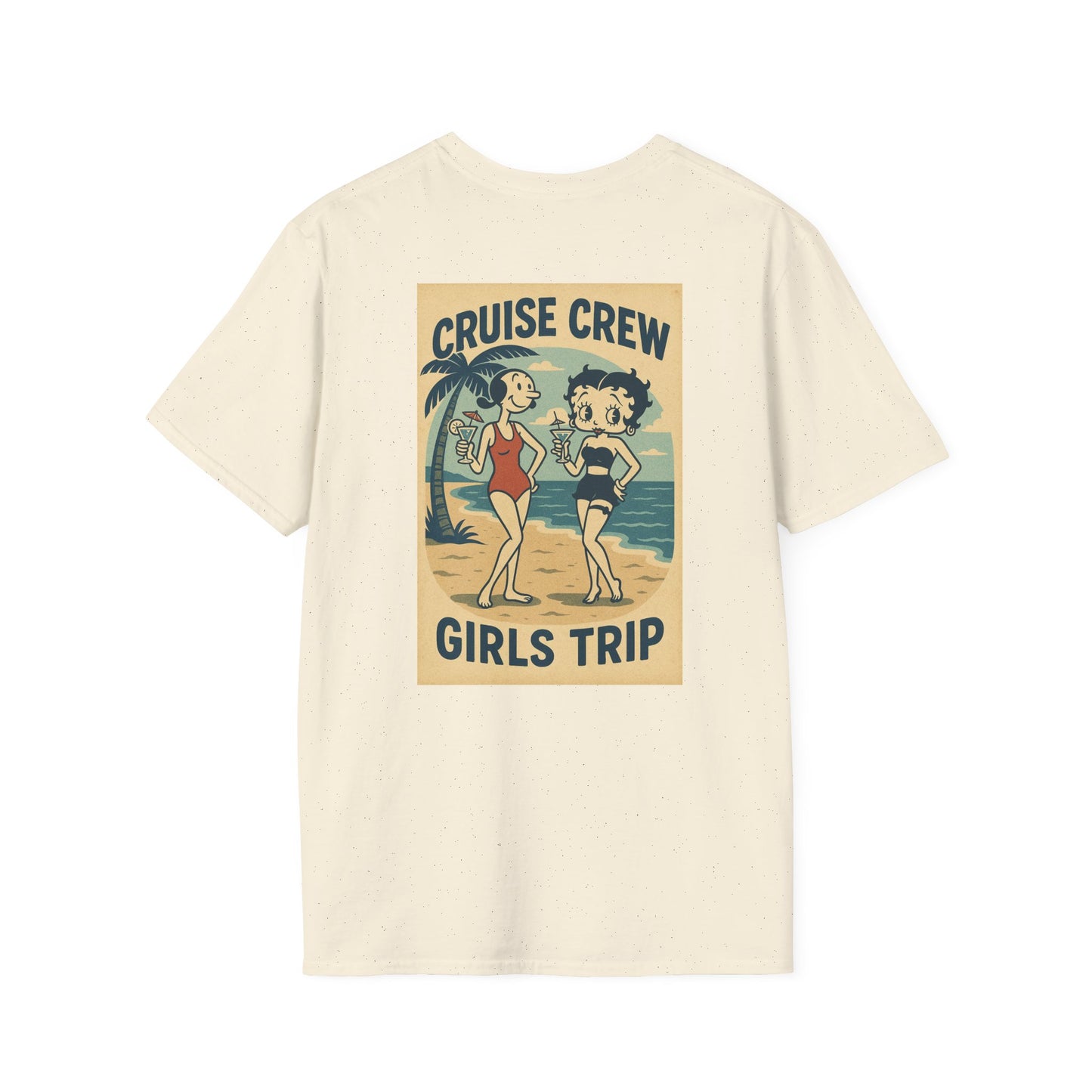 Cruise Crew – Girls Trip Beach Vintage Cartoon T-Shirt (Public Domain Betty Boop & Olive Oyl)